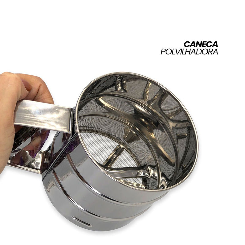 Caneca Peneira Polvilhadora em Aço Inox - 250g