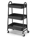 Prateleira de Metal Multiuso 3 Andares Com Rodinhas - Preto