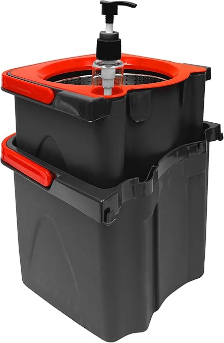 Mop Balde Esfregão Giratório Pró 1 Refil com Roda e Alça