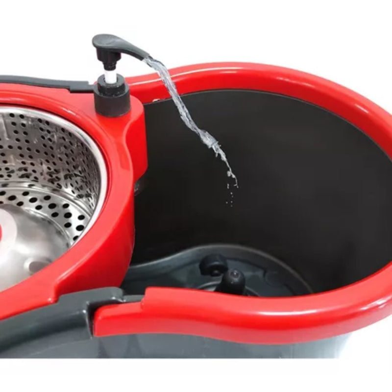 Mop Balde Esfregão Giratório Pró 1 Refil com Roda e Alça